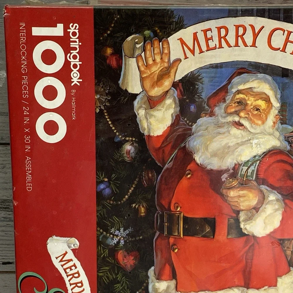 Vintage Springbok 1000 Piece Puzzle Merry Christmas Santa Holiday NEW Sealed